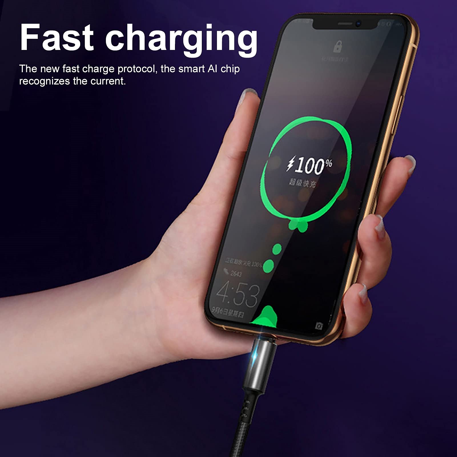 5A Micro USB Tipo-C Ricarica Rapida Trasferimento Dati Cavo Cavo intrecciato per Android - Nero 1M Tipo-C