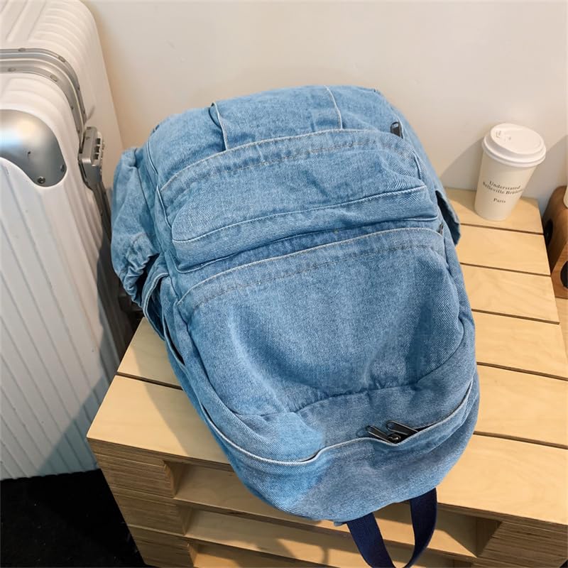 Image of MaxxCloud Vintage Denim Laptop Backpack Casual Canvas Daypack Handbag Purse Lightweight Rucksack Shoulder Bag
