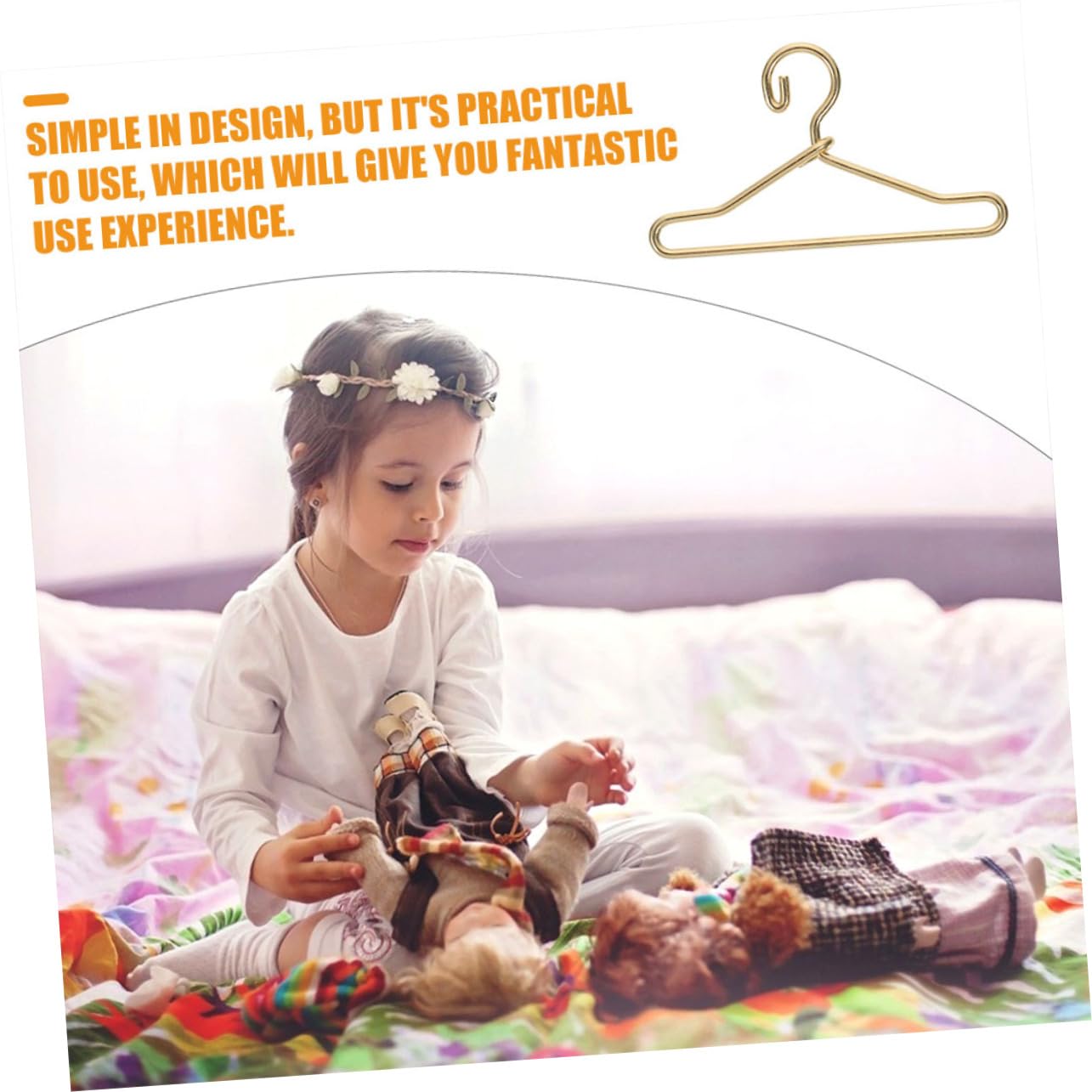 HEMOTON 4sets Elegant Miniature Doll Dress Hangers Set Alloy Doll Clothing Holders for Little Girls House Miniature Hangers 40pcs*4