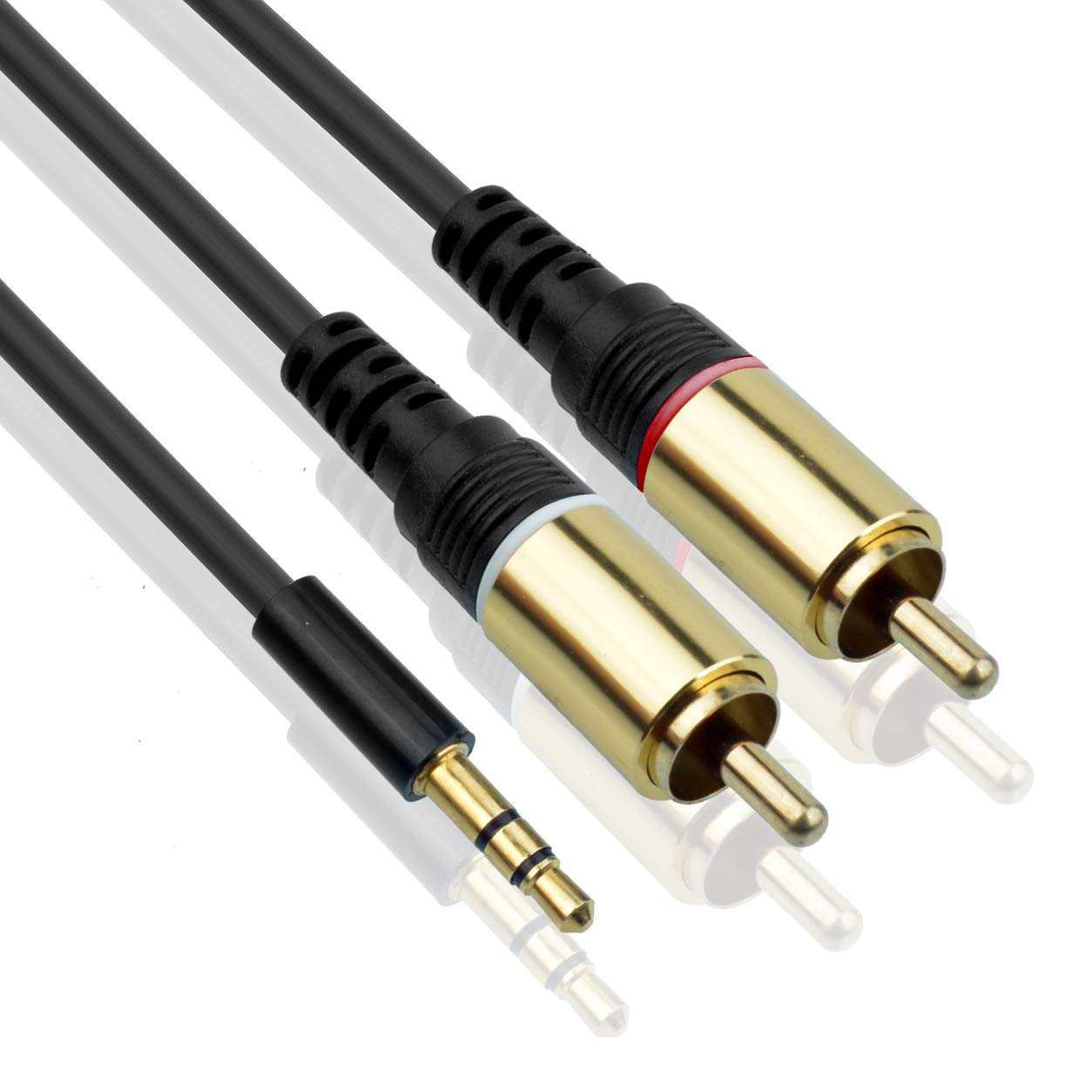 RCA-kabel met aarddraad, 3 m draaitafelkabel, verguld 2RCA