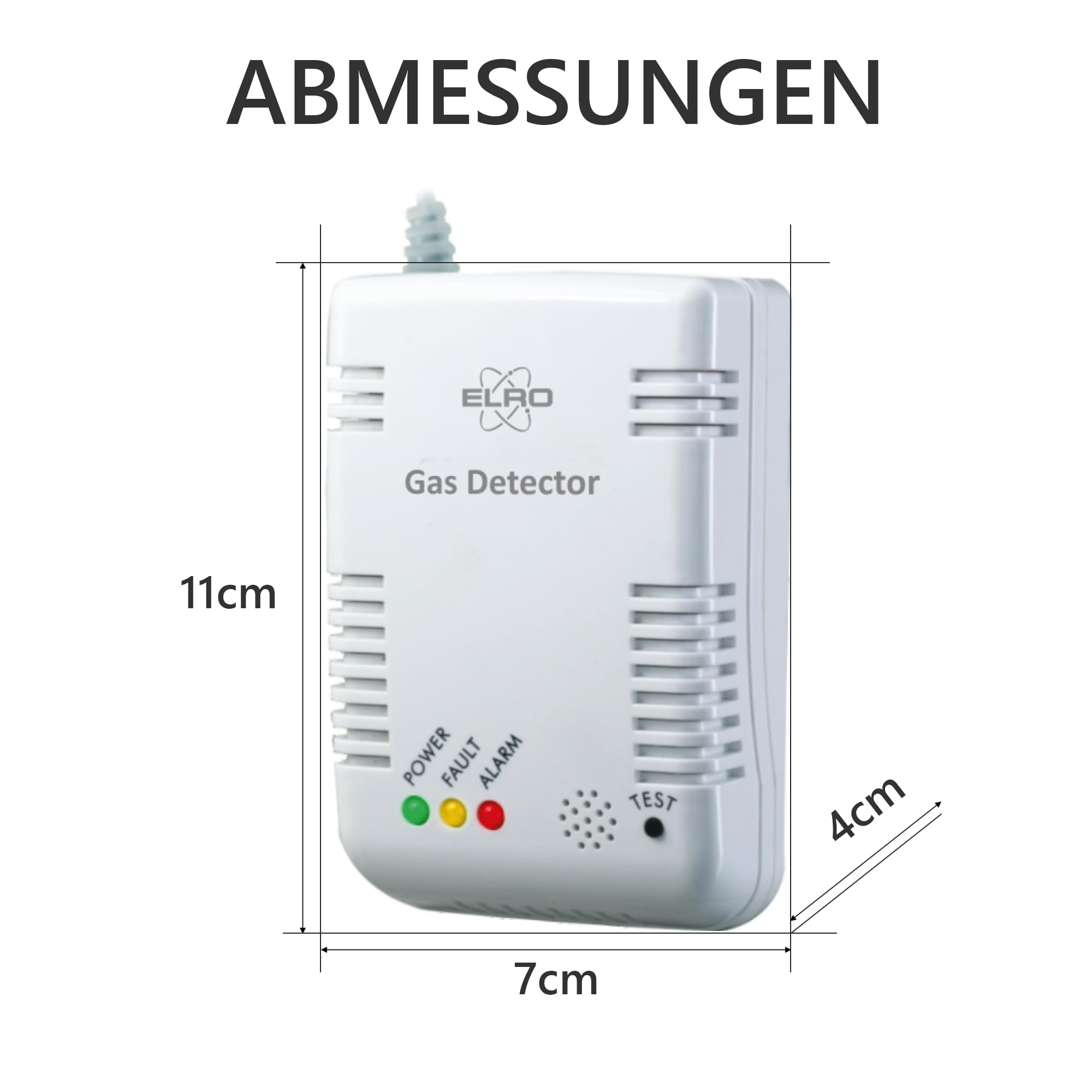 ELRO FG6000P Gaswarngerät – Für Erdgas und Flüssiggas – 85 dB Alarm – EN 50194-zertifiziert