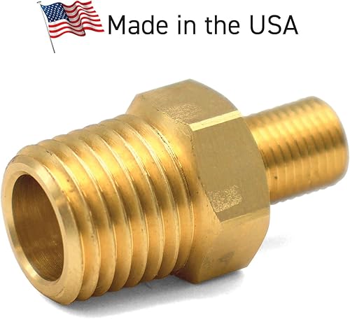 Miniatura 6 de Adaptador de Inflador de Neumáticos LockNFlate 14 NPT (m) a Válvula Schrader (m), Fabricado en los Estados Unidos, Latón, Actualice el portabrocas