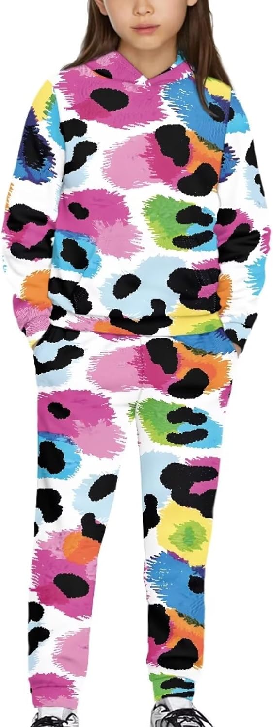 Sweatsuit Outfits for Girls Long Sleeve Hoodie Sweatshirt and Sweatpant for Kids 2 Piece Fall Winter Outfits