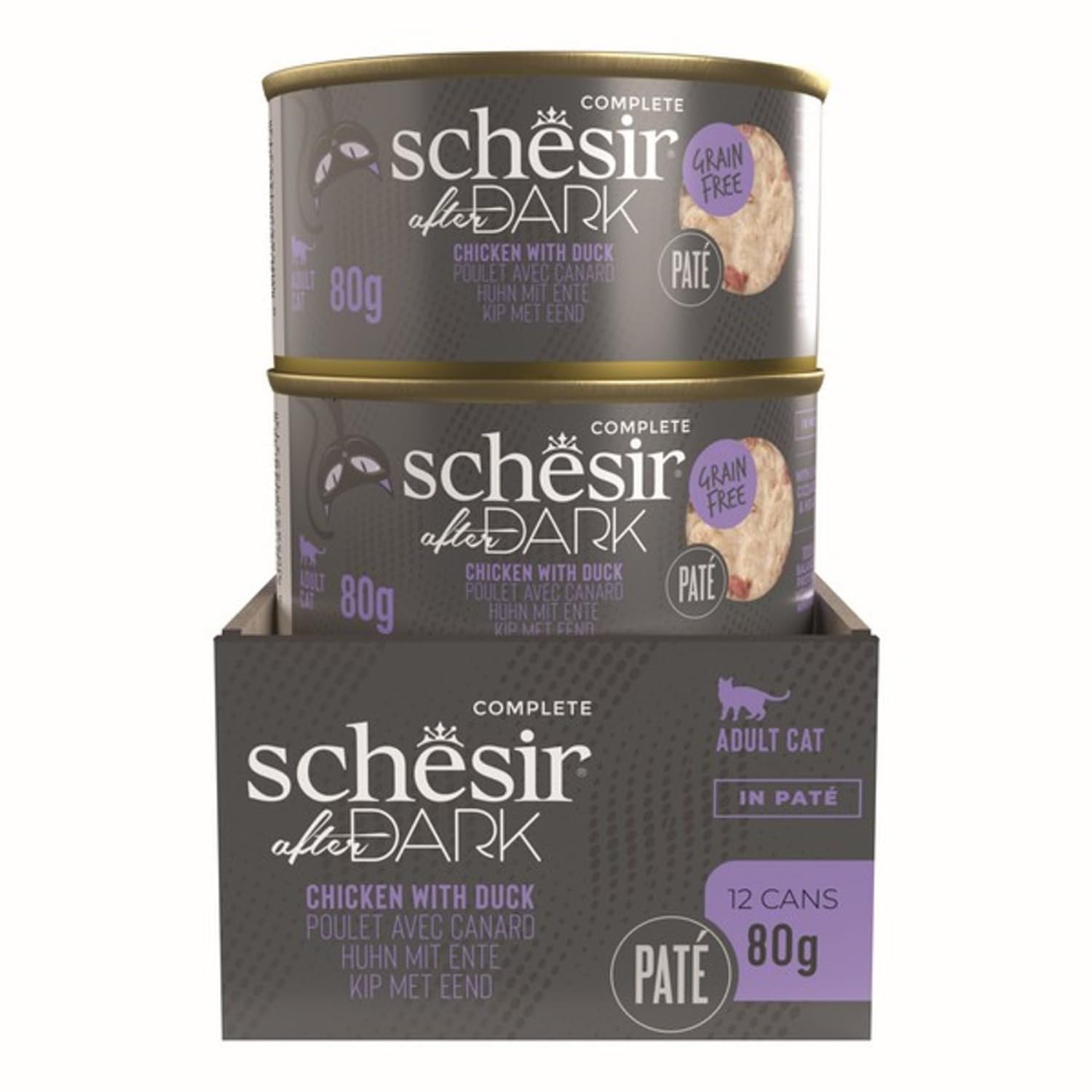 Schesir After Dark Pate Complete Adult Cat Food Chicken & DuckGrain Free 80g x 12 Pack
