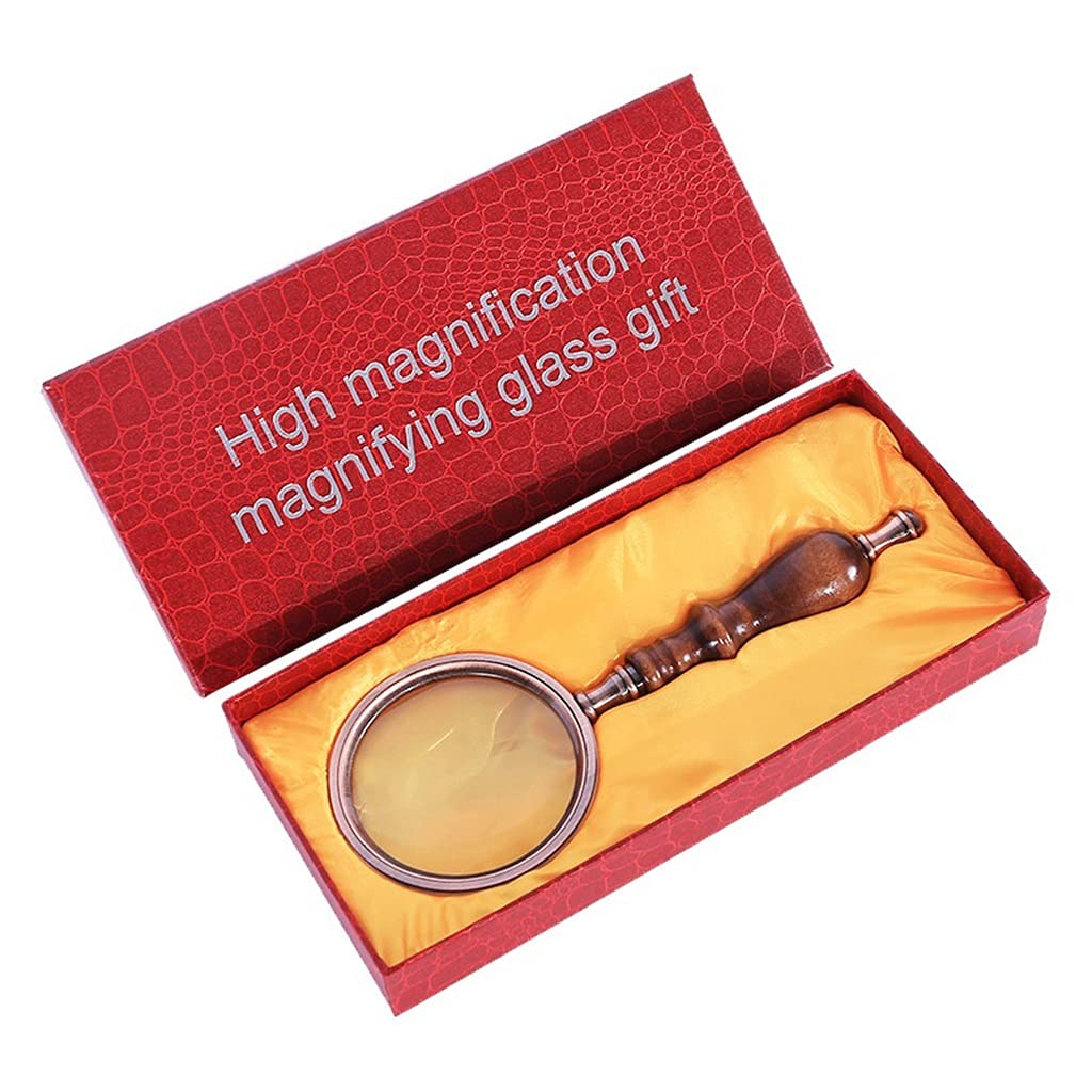 10X 75mm Handlupe Holzgriff Vintage Lupe Tragbare Retro-Griff Lupe Augenlupe Glas mit Geschenkbox Beauty Comes