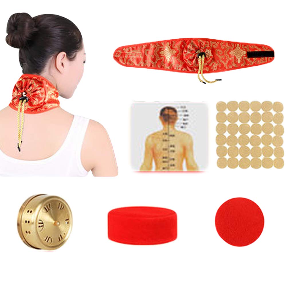 OUYANGHENGZHI Chinese Traditional Personal Care Kits Home Moxibustion Tool Hot Compress Bag (单联全铜, 1铜灸盒+36艾柱)