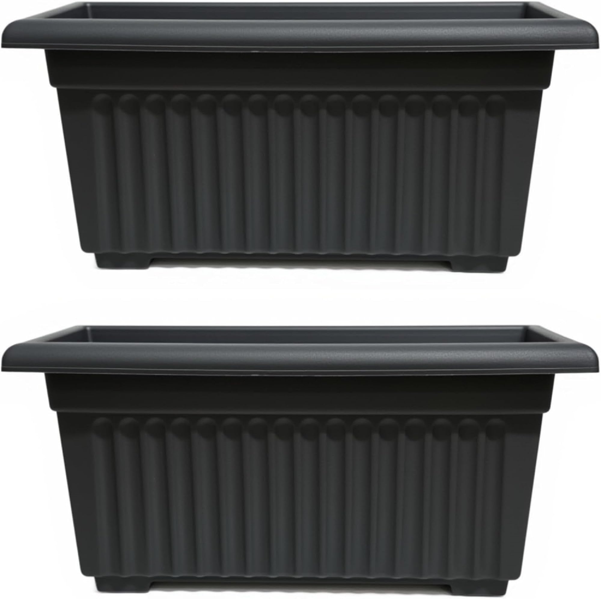 ELMORA'Z Trough Window black plant pots outdoor Extra Large plant pots outdoor Plastic Planter Featuring Optional Drainage Hole Versatile plant pots for Herbs Flowers Vegetables 55 cm Black Pack of 2