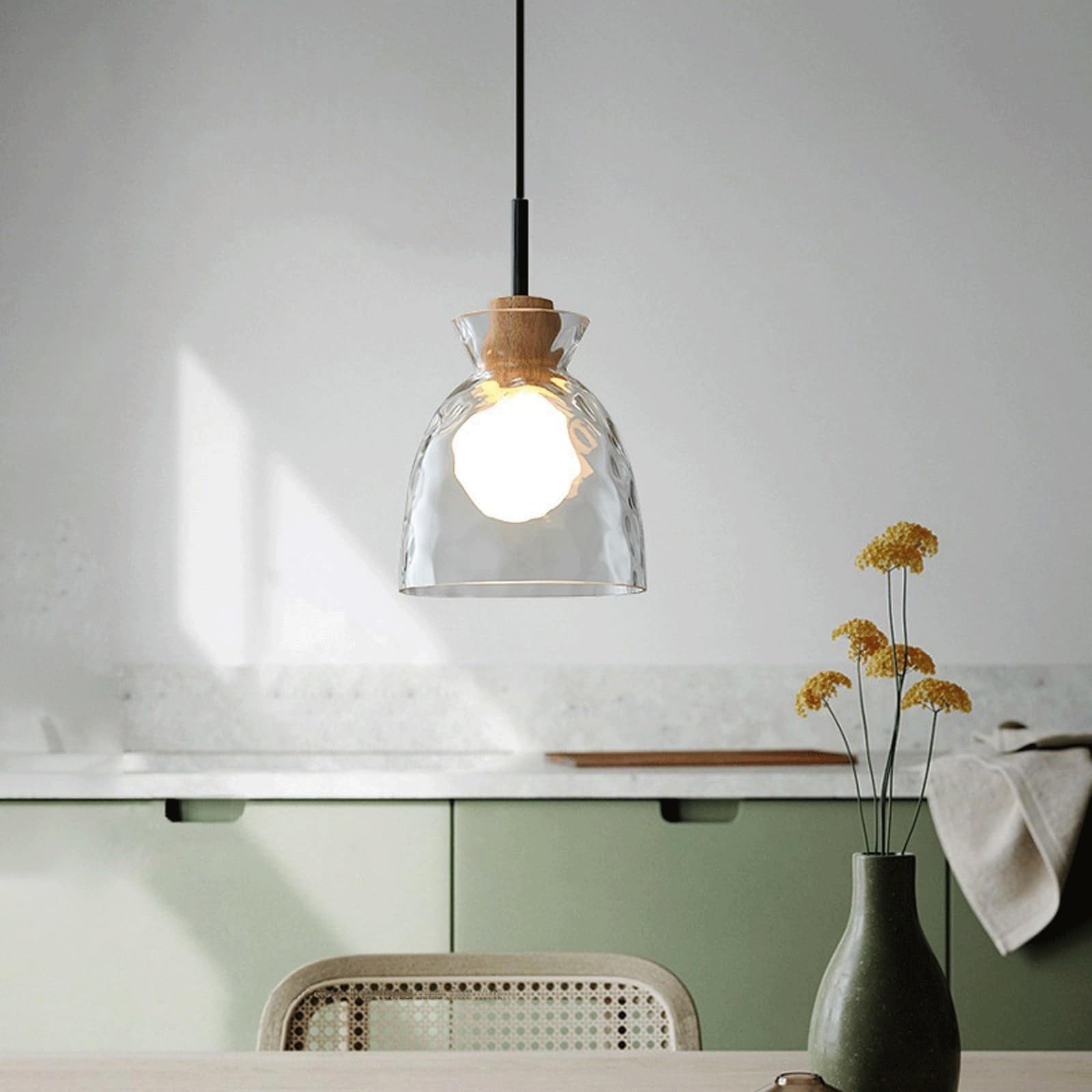 Japońska lampa wisząca w stylu Wabi-Sabi, lampa wisząca w stylu vintage
