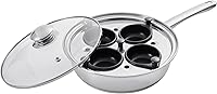 VEVOR 4-Cup Nonstick Egg Poacher Pan Stainless Steel - Induction Compatible Detachable Cups Frying Skillet