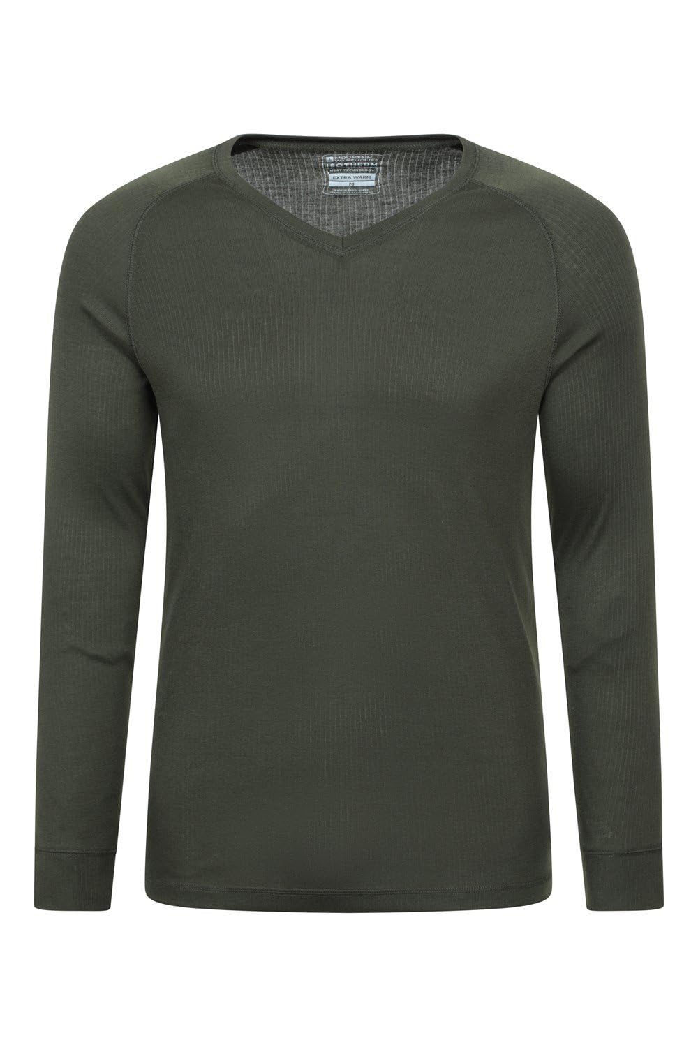 Mountain Warehouse Men's Khaki Talus V-Neck Baselayer Top - Warm, High Wicking Thermal Tee, Quick Drying, Lightweight - Best For, Cycling, Outdoors Large