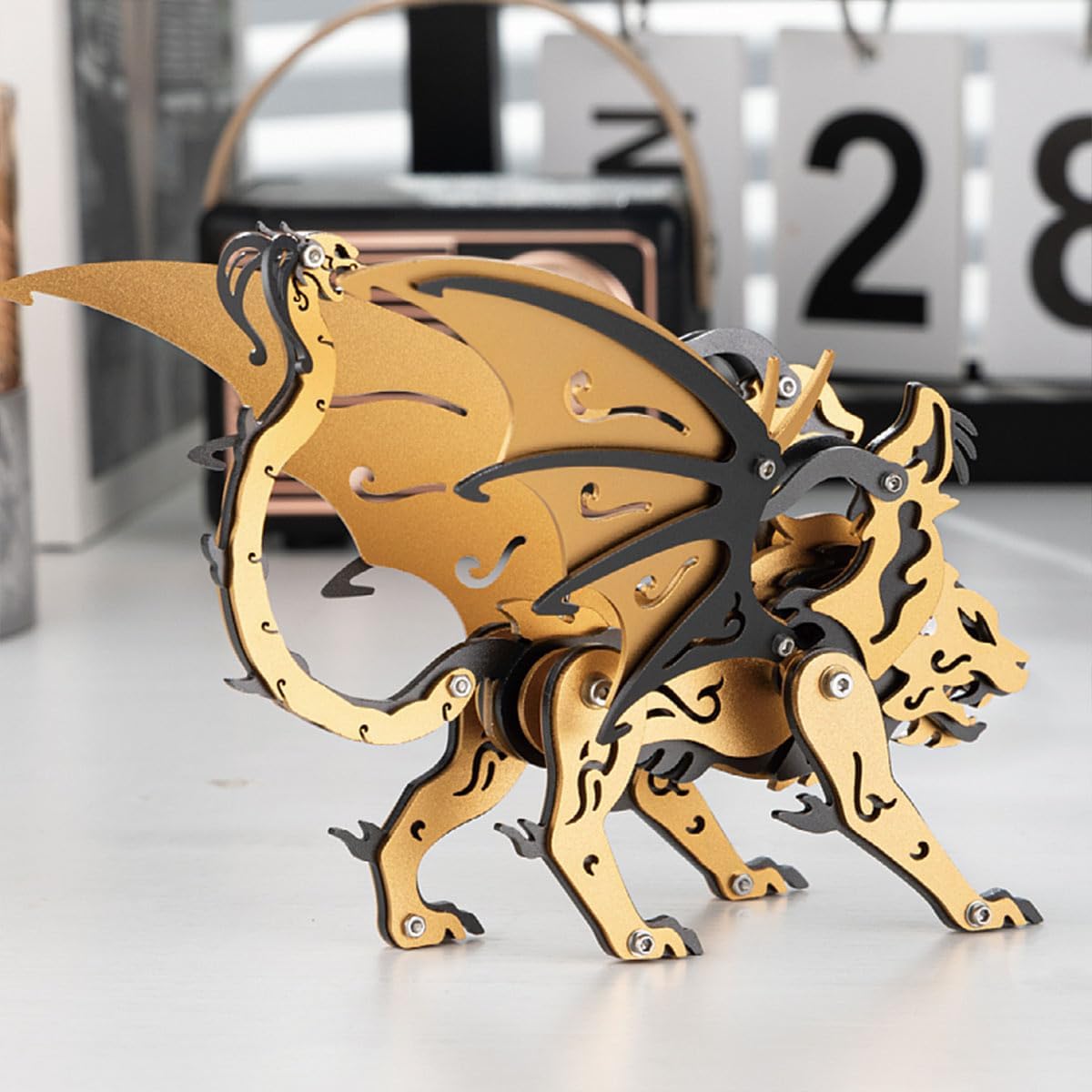 3D DIY Metal Puzzle Kits, 3D Metal Mechanical Chimera Puzzle Model Kit, 3D Jigsaw Puzzles for Adults, Brain Teaser Puzzle Toy Gift (Black)