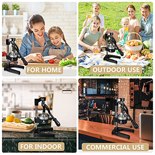 N&B Nice&Bravo Professional Citrus Juicer Commercial Grade Manual Hand Press Orange Squeezer Heavy Duty Orange Juicer Metal Lemon Squeezer Premium Quality Upgrade,Dark Black #TOP3
