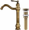 MEIBATH Bathroom Sink Taps Antique Brass Countertop Faucet Vessel Tap + Sink Pop up Drain(no Overflow) Basin Mixer Taps Bathroom Kitchen Faucets