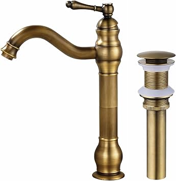 Bathroom Sink Taps Antique Brass Countertop Faucet Vessel Tap + Sink Pop up Drainno Overflow Basin Mixer Taps Bathroom Kitchen Faucets