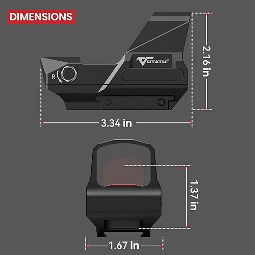 Miniatura 7 de VOTATU RMD502-R - Vista de punto rojo de retícula múltiple, 1 MOA Dot 40 MOA Circle Shake Awake 0.039x1.181 in Reflex Sight Picatinny Red Dot Scope