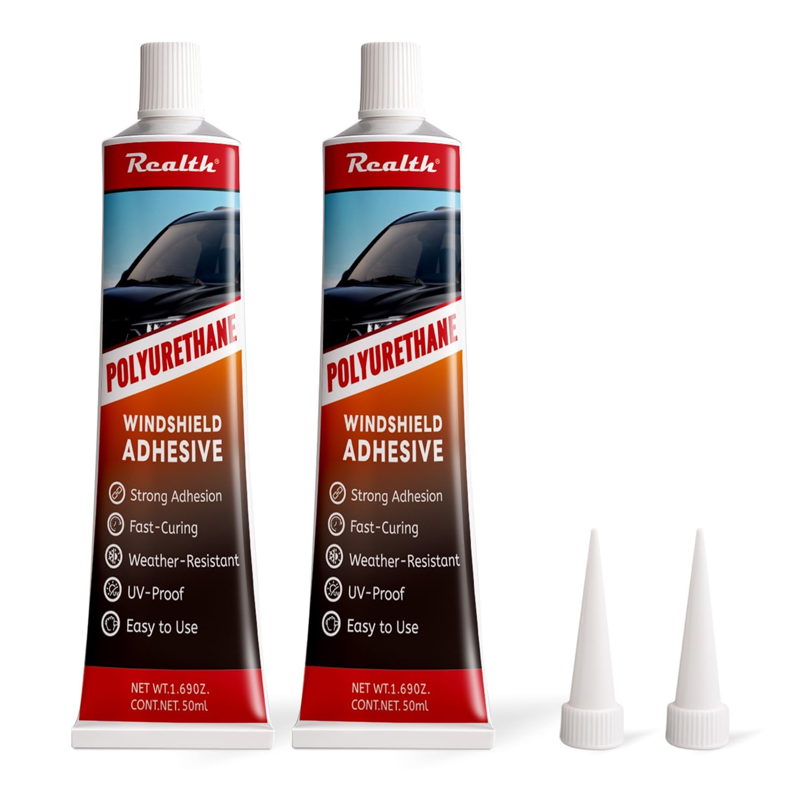 Realth Windscreen Bonding Adhesive | Black Sealant 100ml | High Bond | Fast Curing Formula | for Car Truck Van Bus Glass Glue