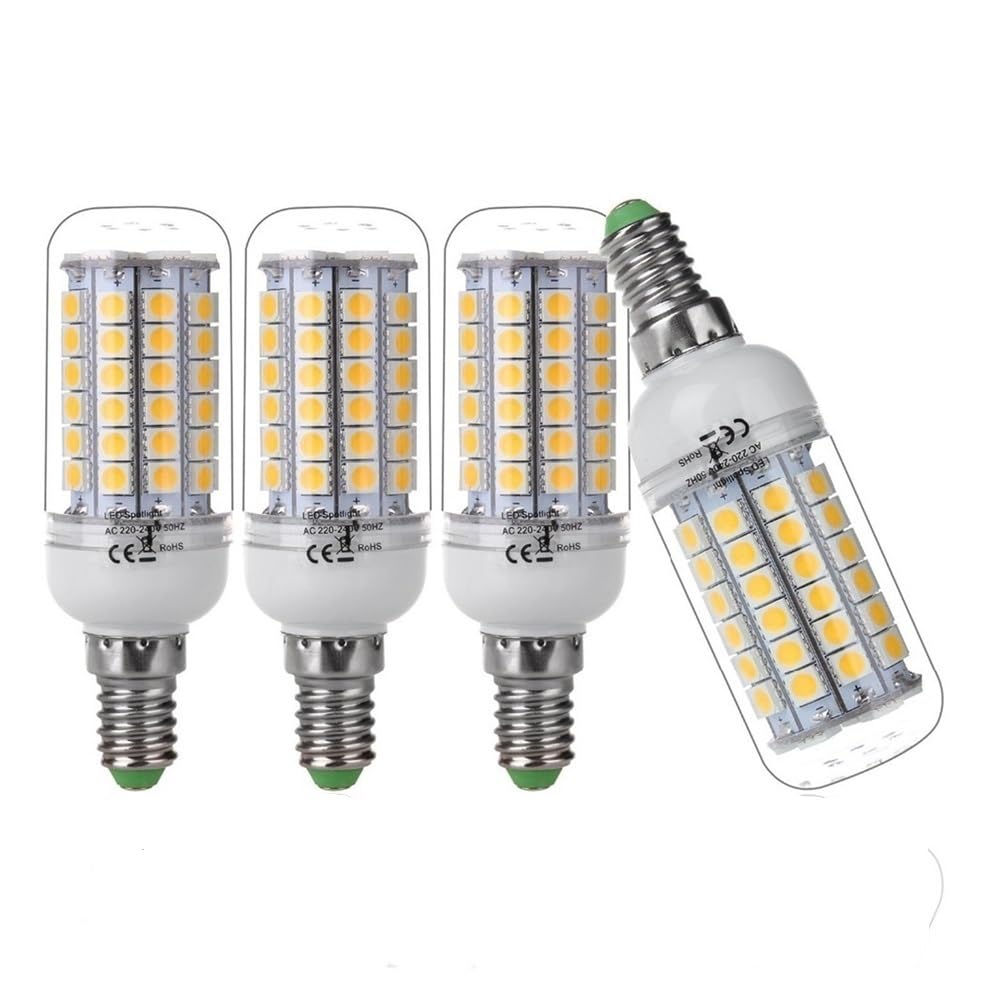 NXCVBNKZJ KJXP Lighting, Pack of 12, LED Spotlight Lamp AC220V E14 7W 69LED-5050SMD 6500K Light White Bulb(Warm White)