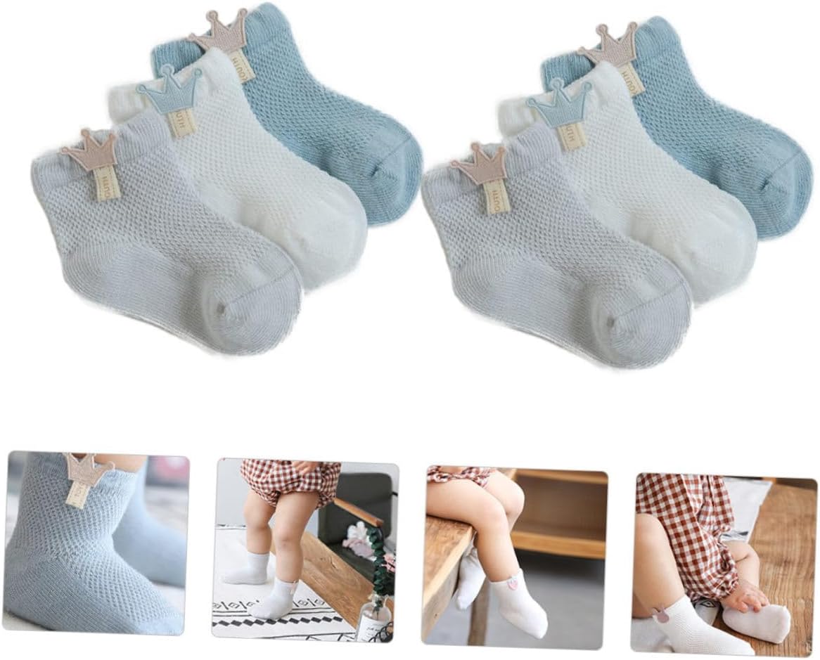 Chic Cartoon Baby Socks 6 Pairs Short Cotton Socks for Boys and Girls Antiskid Comfortable