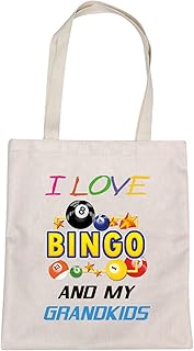 CMNIM Grandma Bingo Gifts for Bingo Players Tote Bag Bingo Winner Gifts I Love Bingo And My Grandkids Shopping Shoulder Bag