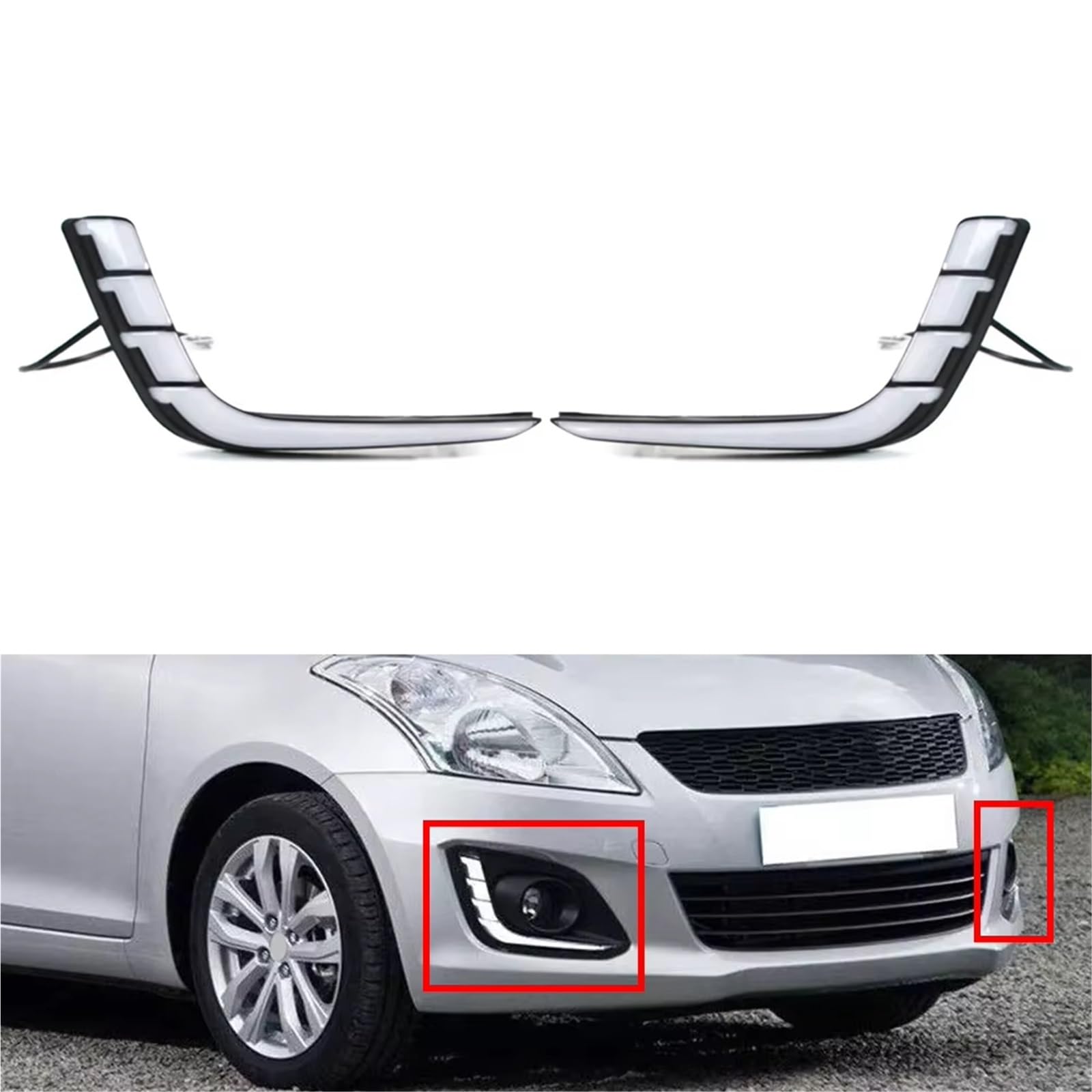 Luce segnale dinamico 1 Paio Di Fendinebbia Per Auto Indicatori Direzione Luce Guida Luci Diurne A LED Anteriori Sinistra Destra Per Suzuki Per Swift 2014 2015 2016 Indicatore Direzione lampada