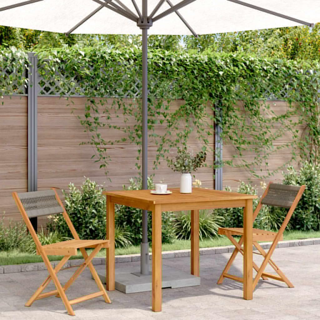 Bistrostühle 2er Set klappbar Akazie Massivholz wetterfest Grau 41 x 52,5 x 80 cm Gartensessel Balkonstuhl platzsparendes Design für Garten Terrasse und Balkon