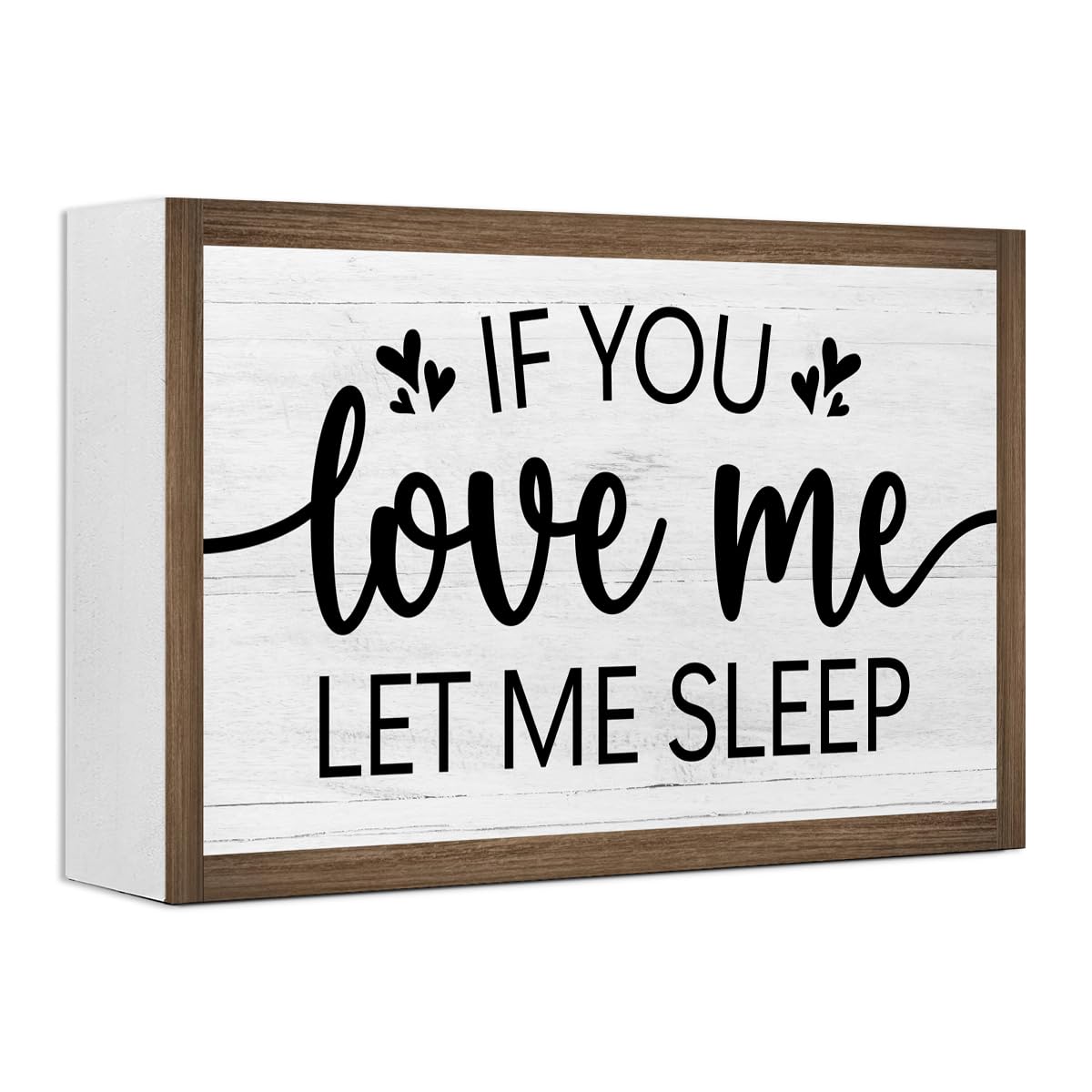 Ruvoty If You Love Me Let Me Sleep Wooden Box Sign Desk Decor,Rustic Farmhouse Love Sign Wood Block for Home Bedroom Shelf Tabletop Wall Decor