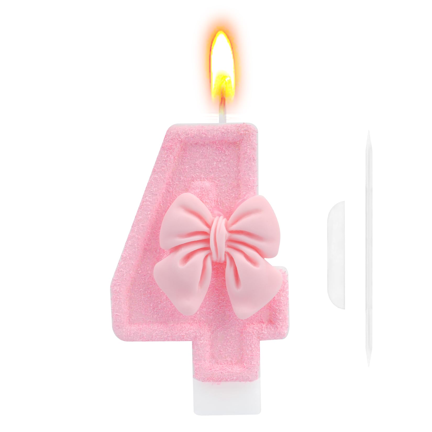 Gangyumaoyi Girls Pink 4Th Birthday Cake Topper, Butterfly Happy Birthday Candle, Number 4 Candles, Glittering Cake Toppers Candles For Theme Party Family Gathering Decorations(Number 4)