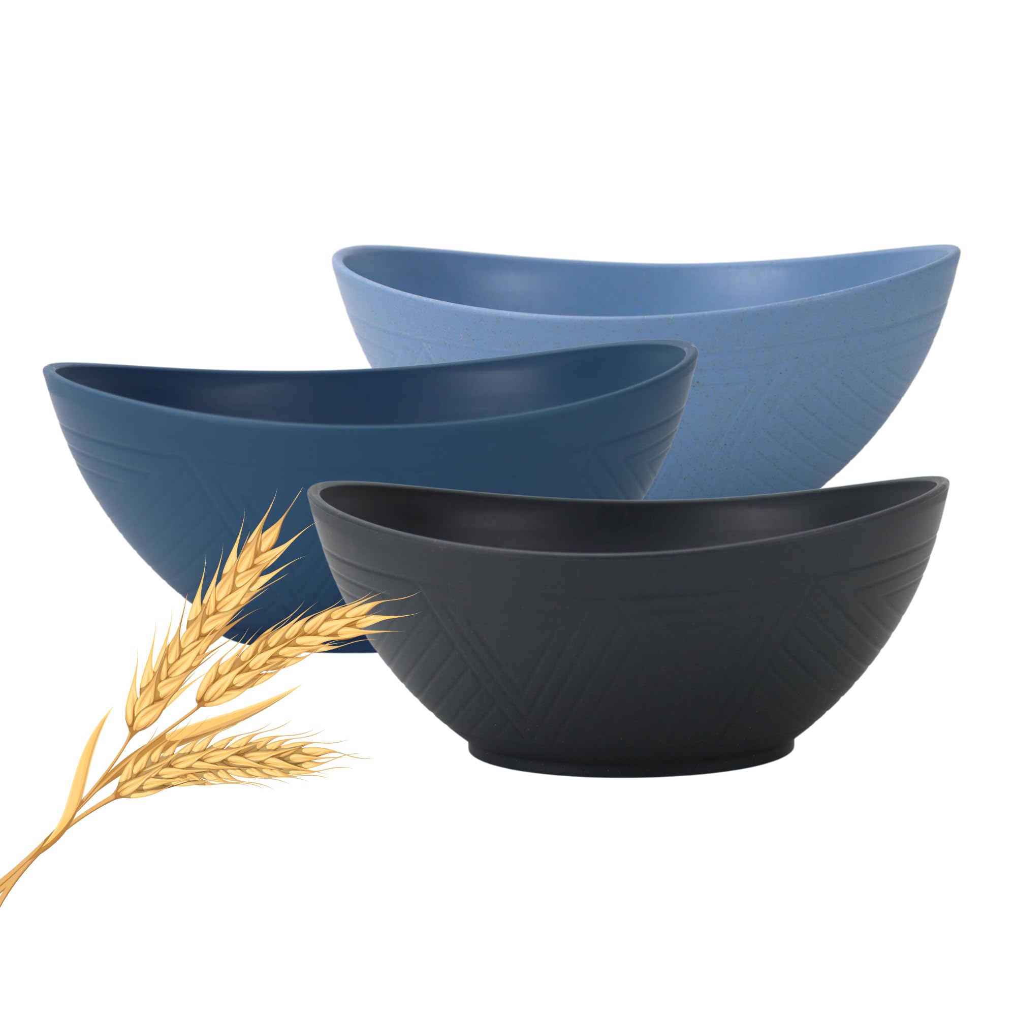 Eclectic Online | 65oz Wheat Straw Mixing Bowl Set of 3 | Serving Bowl Kitchen Accessories: Salad Bowl, Cereal Bowl, Fruit Bowl, Popcorn Bowl, Soup Bowl | Kitchen Storage and Microwave Baking Solution