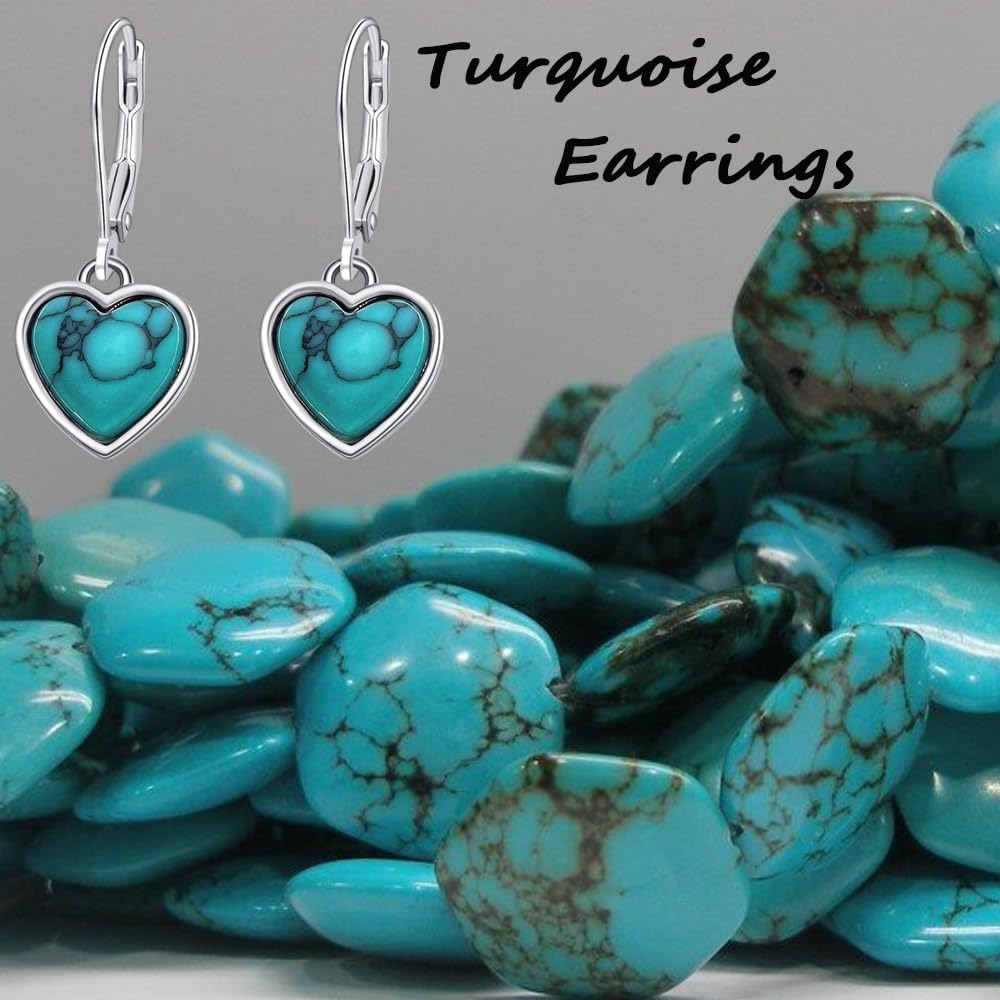 Genuine Turquoise Dangle Leverback Earring for Women S925 Sterling Silver Turquoise Earrings Jewelry Gift for Mother’s Day Her - Image 3