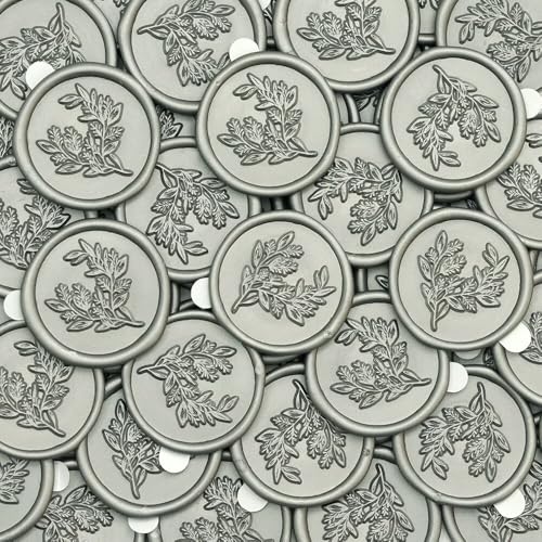 Poemluve 50 Stück WSS Wachssiegel Eukalyptus Silber
