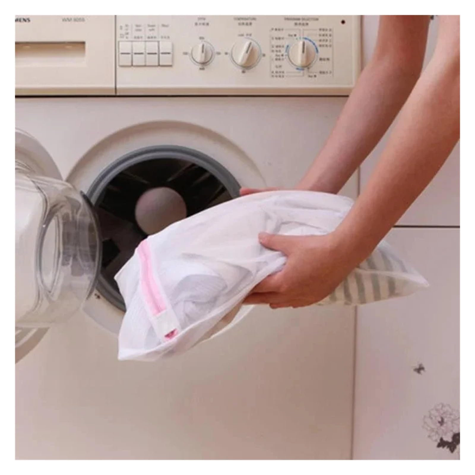 10pcs Fine Mesh Laundry Bags Pink Zipper Large Capacity Delicate Lingerie Washing Bag Anti-deformation Clothes Storage Pouch Für Kleidung