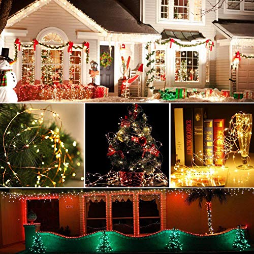 [2 Pack] Upoom Solar Fairy Lights, 200 LED Outdoor Solar String Lights Garden Copper Wire Decorative Lights 66Ft Waterproof Indoor Outdoor Lighting for Garden, Patio, Yard, Christmas