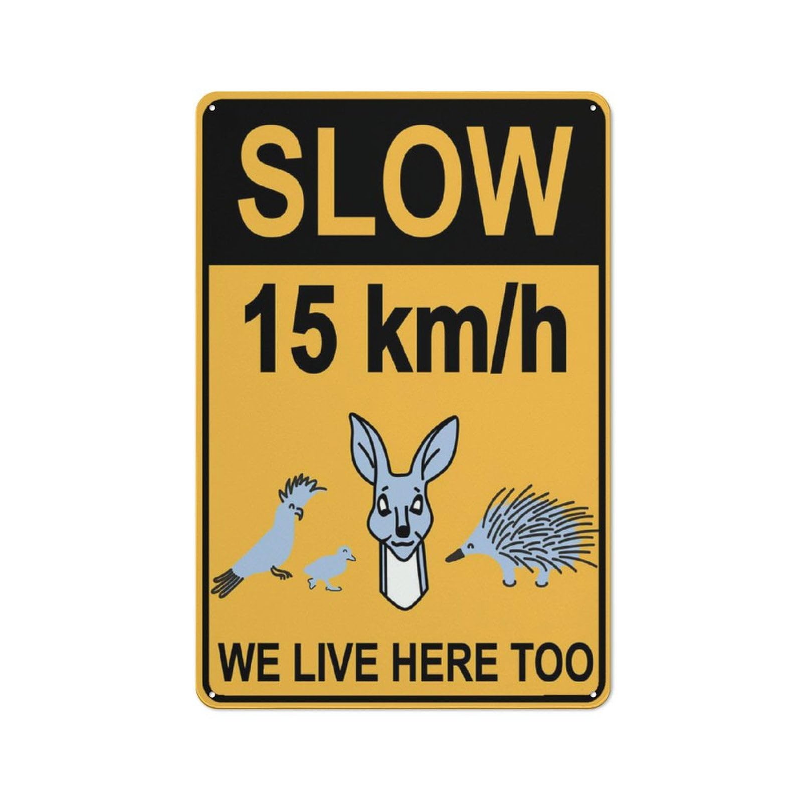 Slow 15Km We Live Here Too Retro for Home Garage Farm Garden Bar Coffee Kitchen Wall Decor Tin Sign 8x12 Inch