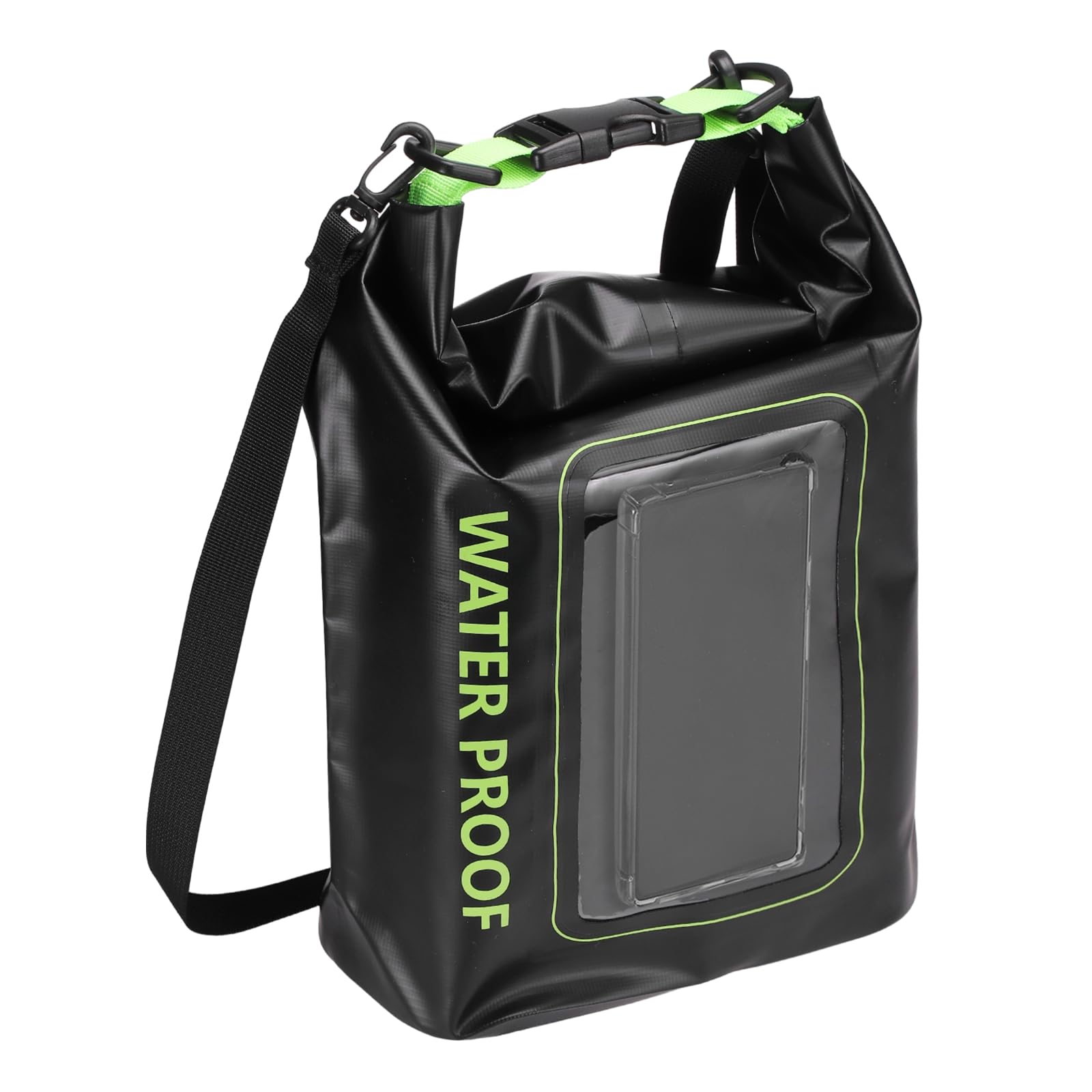 PATIKIL Waterproof Dry Bag 5L, Lightweight Roll Top Waterproof Backpack with 7 Inch Phone Case for Kayaking Camping Boating Swimming Hiking Traveling, Black Green