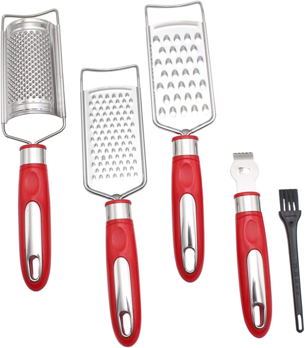 Five Piece Handheld Vegetable Grater Set with Hanging Holes