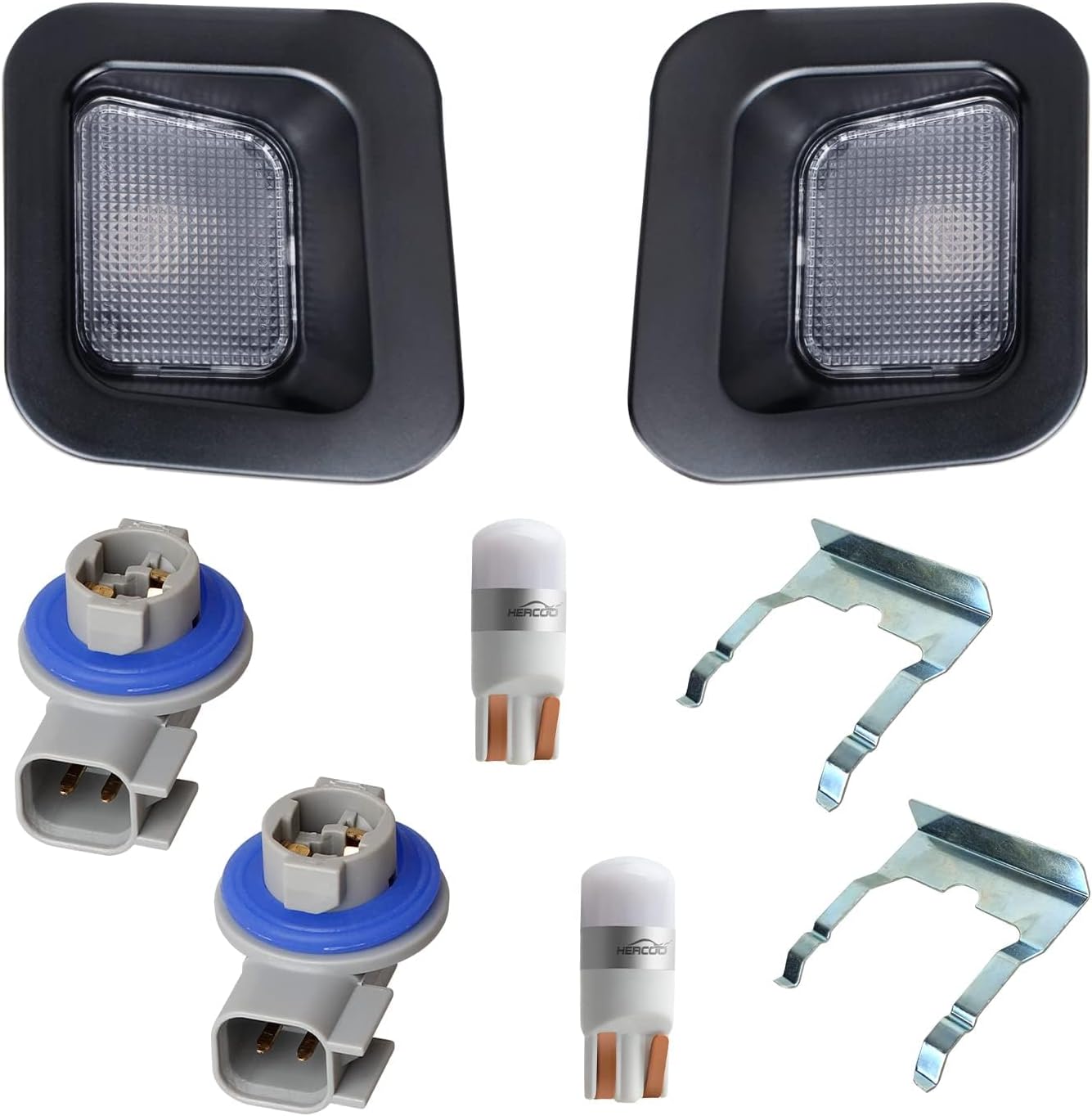 HERCOO LED License Plate Light Kit for 2003-2018 Dodge Ram 1500/2500/3500 - Black Lens, Sockets, White LEDs, IP68 Waterproof Plug & Play
