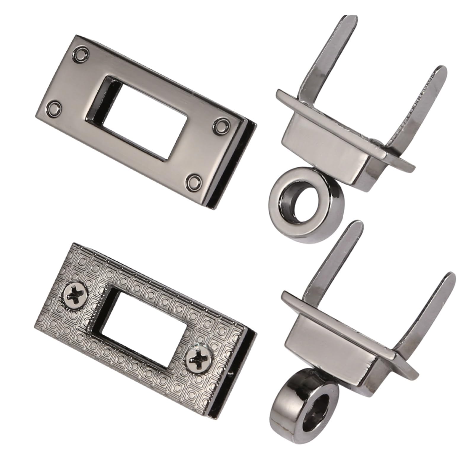 PVUVTNAHW 10PCS 3.5CM Metal Rectangle Turn Lock Twist Clasp For Leather Craft Handbag Shoulder Bag Purse DIY(Gun)
