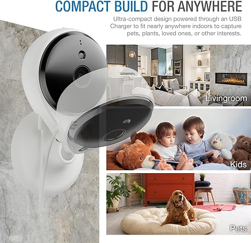 Miniatura 6 de Cámara de seguridad inteligente para interiores con cable, cámara IPWiFi HD de 1080p para monitoreo de video de mascotas en el hogar, audio