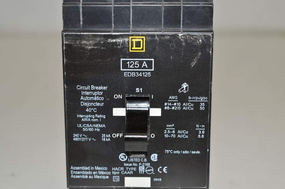 Square D EDB34150 3-Pole 150A 480VAC Circuit Breaker - New In Box, USA