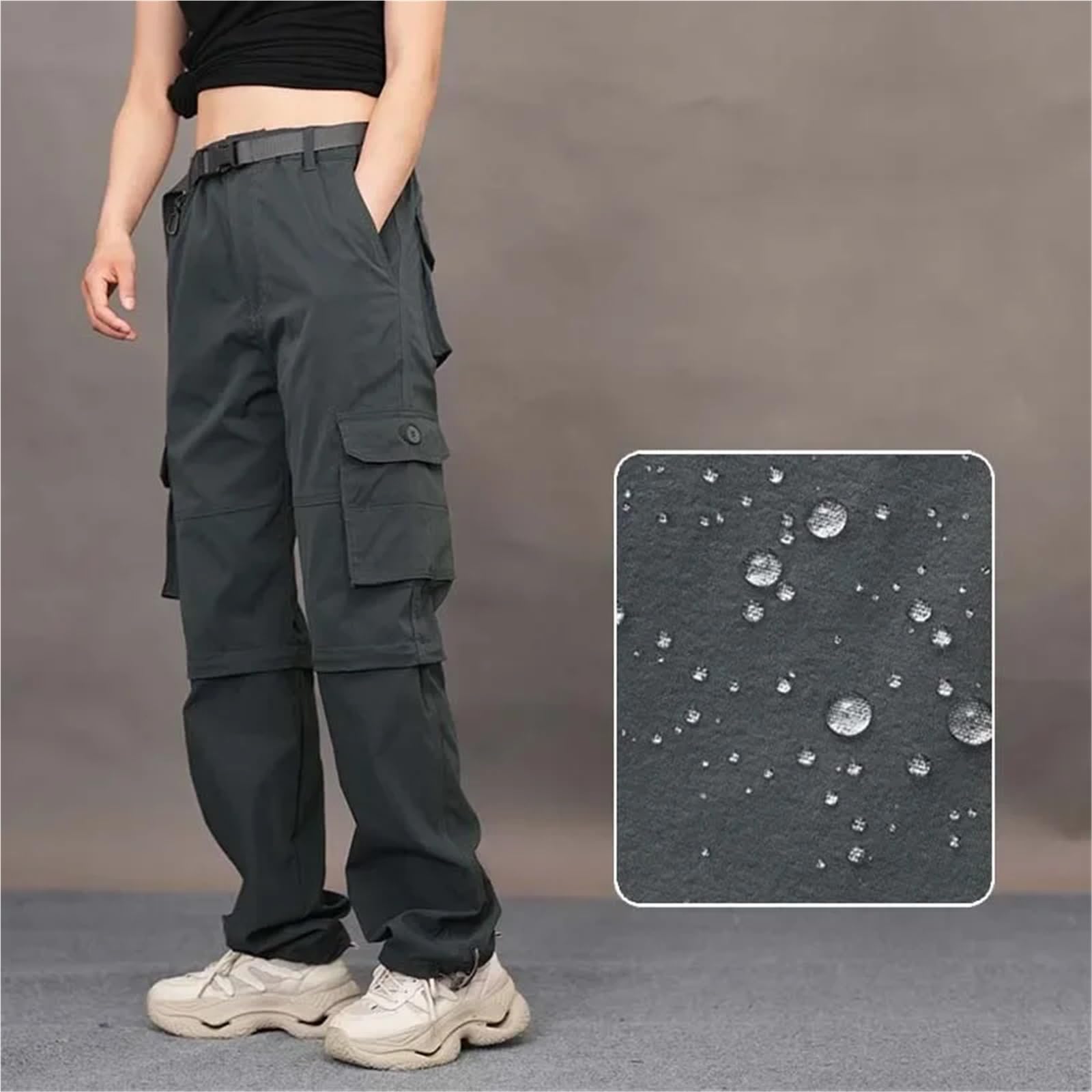 Pantaloni da Trekking Convertibili Uomo, Leggeri e Traspiranti, con Cerniera, for attività all'aperto per Escursionismo, Pesca, Sci E Campeggio