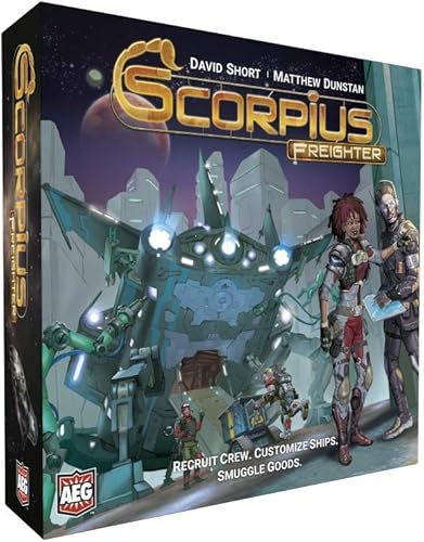 AEG Alderac Entertainment Group Scorpius Freighter, juego de mesa, contrabando de bienes y pasajeros, ganar riqueza, evitar las autoridades, 2-4