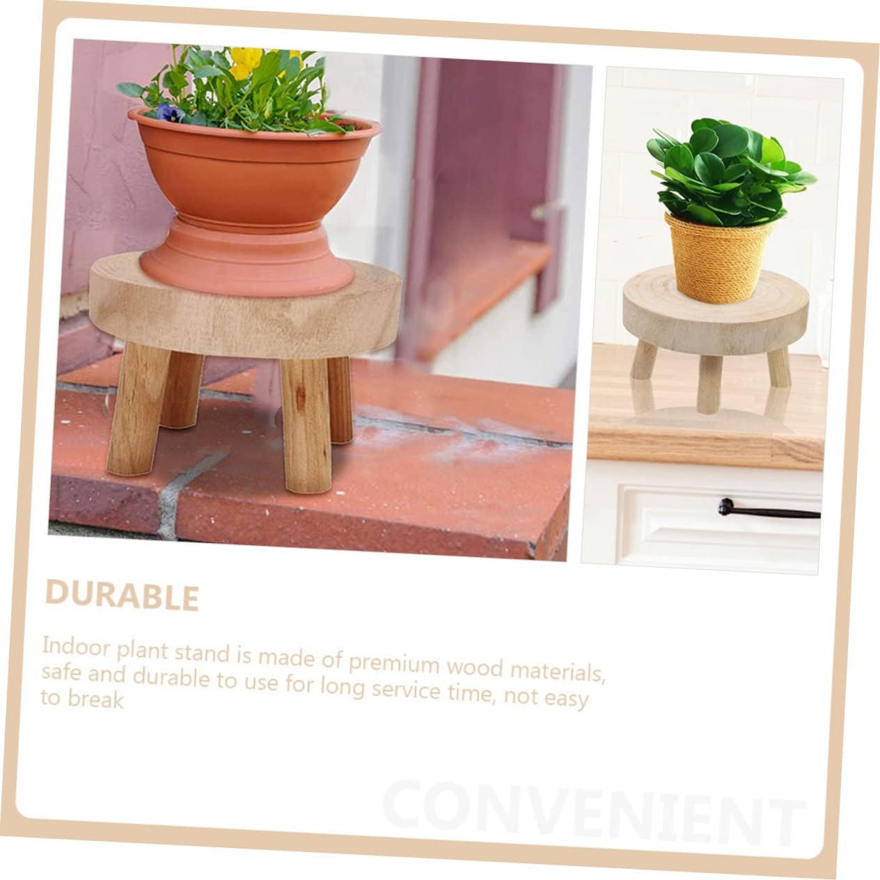 VICASKY 2pcs Wooden Flowerpot Stand Plant Holders Indoor Plant Display Base for Succulents Garden Pots Balcony Kitchen with Smooth Polished Surface and Strong Load Capacity