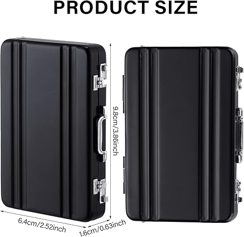 Miniatura 2 de Oudain Maleta para tarjetas de visita de aluminio, 2 unidades, con bolsillo impermeable, para hombres, organizador de identificación, maletín de