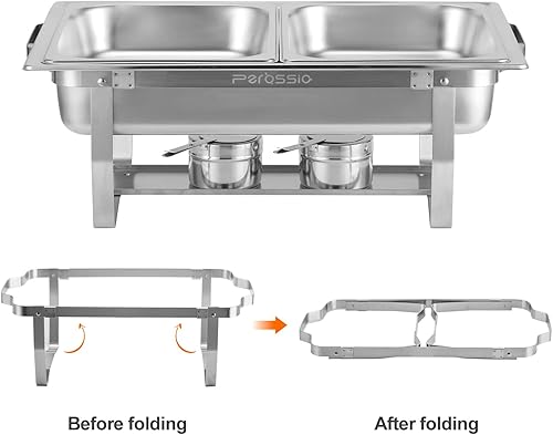 Miniatura 4 de Juego de 5 sartenes de acero inoxidable de 8 cuartos con tamaño completo y 4 12 sartenes de tamaño portátil para servir alimentos para catering,