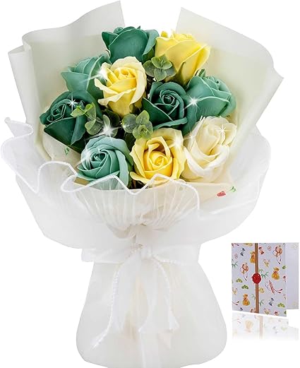 Amazon 母の日 ソープフラワー 10本 ブーケ フラワー 花束 バラ 造花 枯れない花 誕生日 母のひプレゼント 誕生日 プレゼント 女性 人気 お祝い 退職祝い 結婚祝い 花 発表会 敬老の日 石けん 手提げ付き 造花 オンライン通販