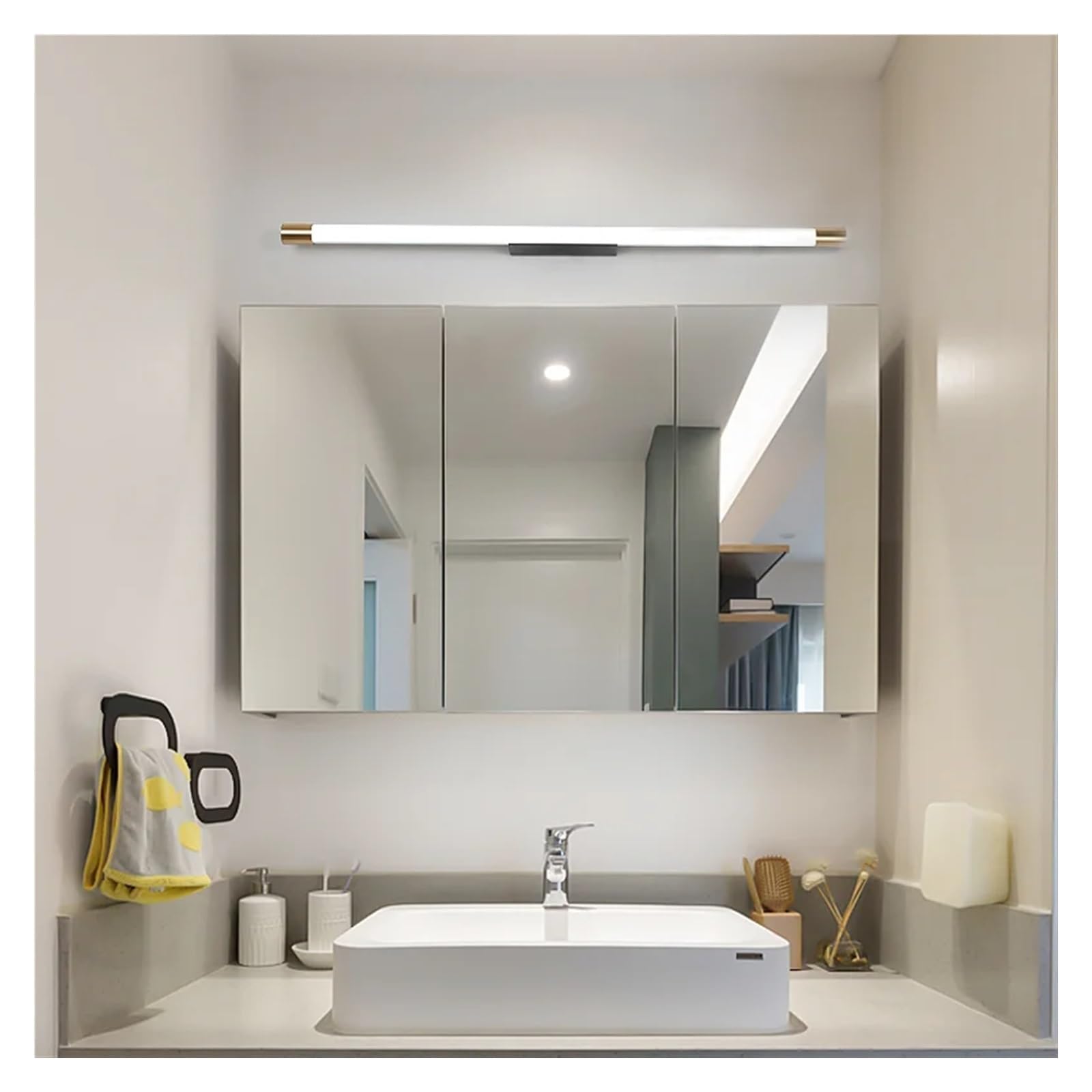 HCZKIUJY Wall lamp, Nordic Long Round Tube Mirror Headlight Bathroom Villa LED Sconce Corridor Front Lamp Bedside of Bedroom Wall Light(Warm White-120CM)