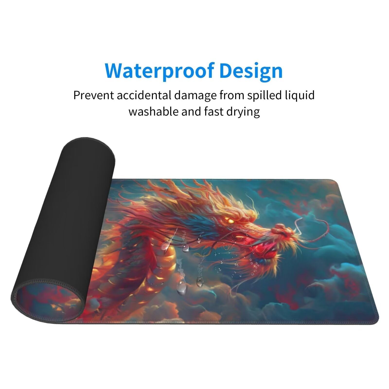 Tappetino Mouse, Tappetino Mouse Gaming Grande XXL 1500x800x3mm Tappetino Scrivania Mouse Pad, Base in Gomma Antiscivolo, Bordi Cuciti,Lavabile, Mousepad per Ufficio e Gaming (Loong) R-449
