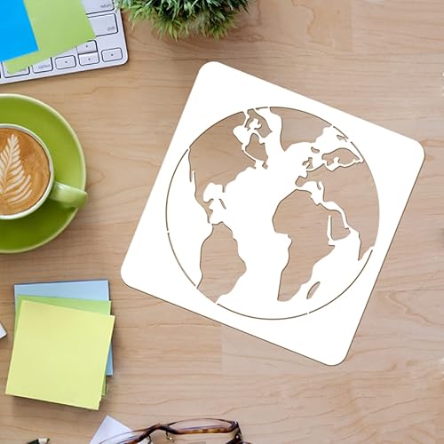 Miniatura 3 de FINGERINSPIRE Plantilla de plantillas de pintura de dibujo de tierra de 11.8 x 11.8 pulgadas, decoración de plástico, plantillas cuadradas