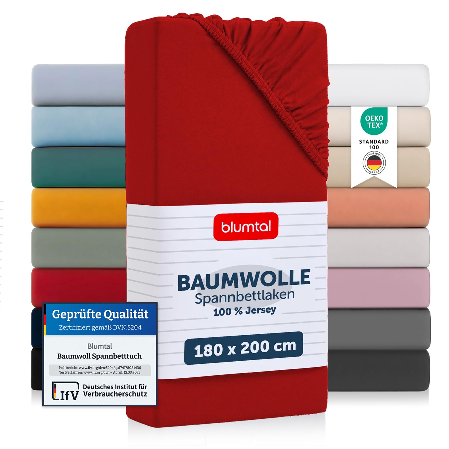 Blumtal® Basics Spannbettlaken Jersey - Bettlaken aus 100% Baumwolle - Oeko-TEX zertifiziertes Spannbettlaken