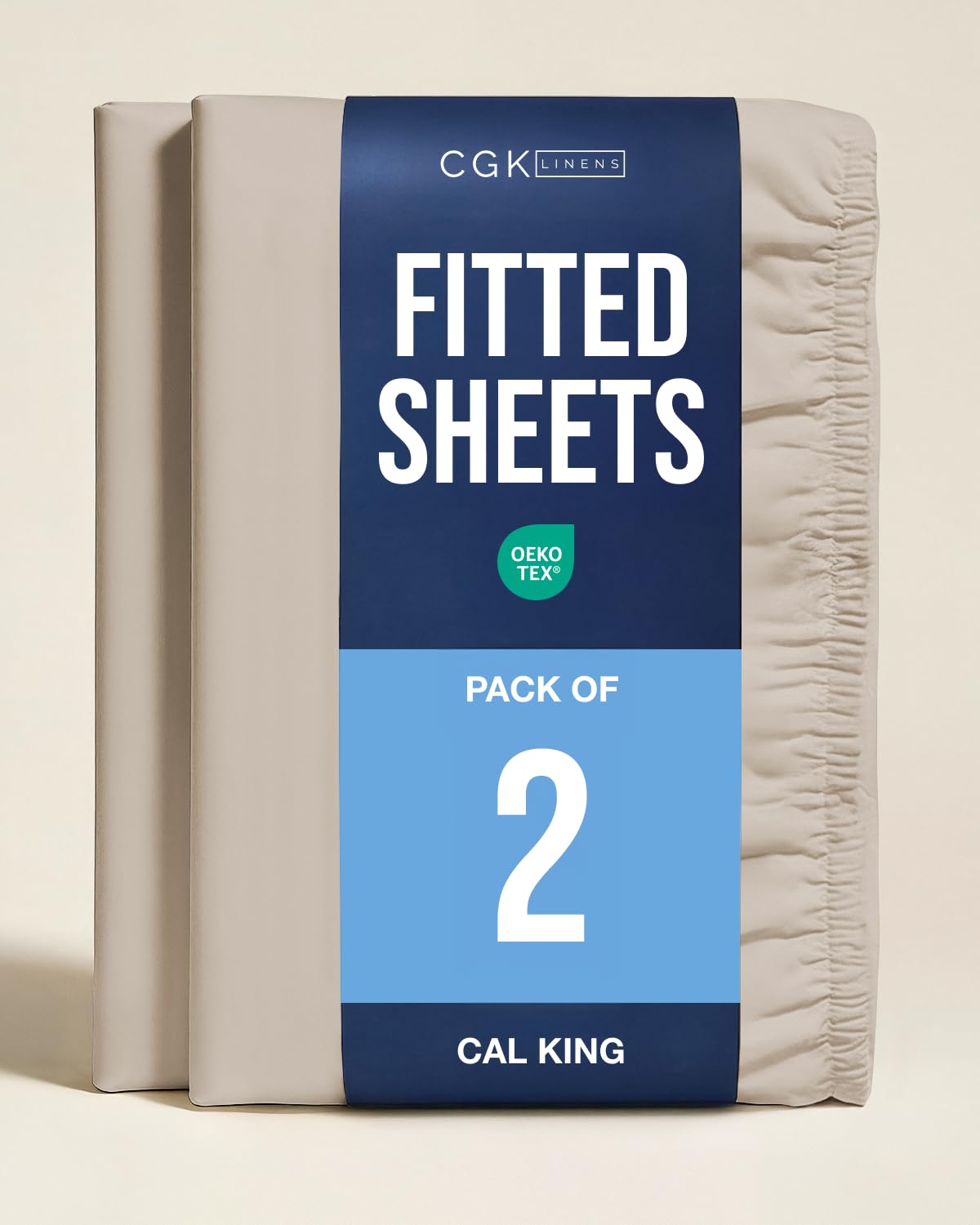 Cal King Fitted Sheet - Pack of 2 Single Fitted Bottom Sheet Only - Wheat